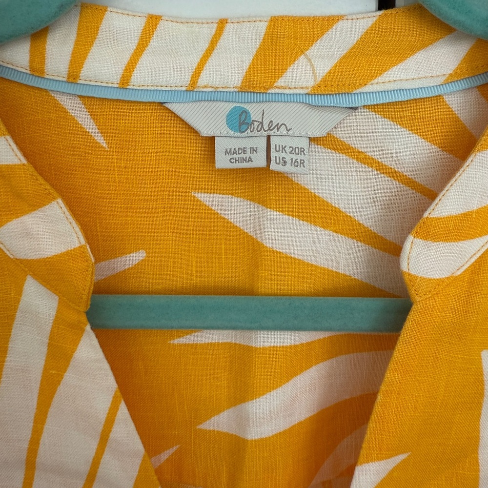 NWOT Boden Yellow Palm Print Linen Dress - Picture 5 of 6